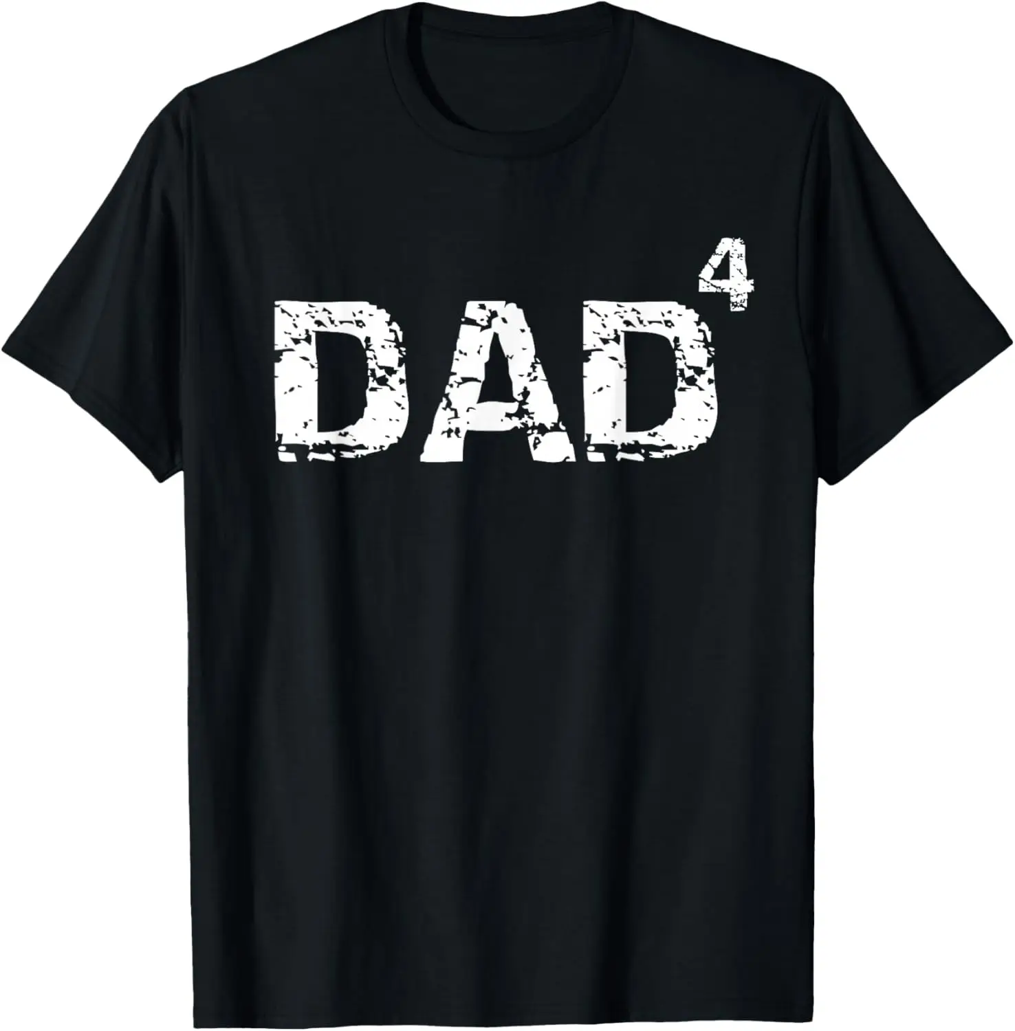 Father's Day From Kids Of 4 Dad To The Fourth Power T-Shirt 100% Cotton Trendy Y2K Short-Sleeve Tee – Soft, Quick-Drying, &