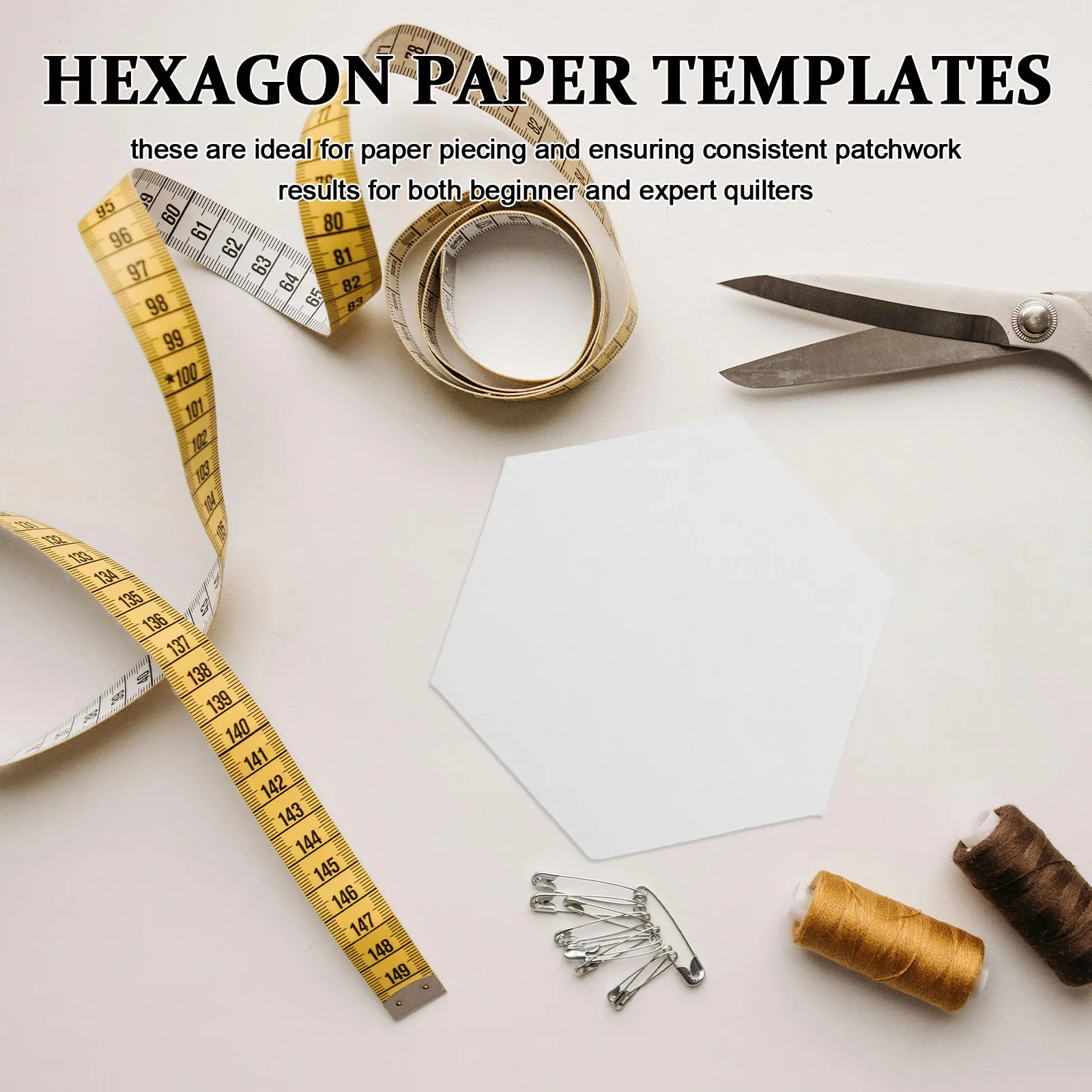 200Pcs Hexagon Paper Templates for Quilting - Lightweight Sewable Paper Piecing Shapes Accurate Patchwork Template Set Smooth