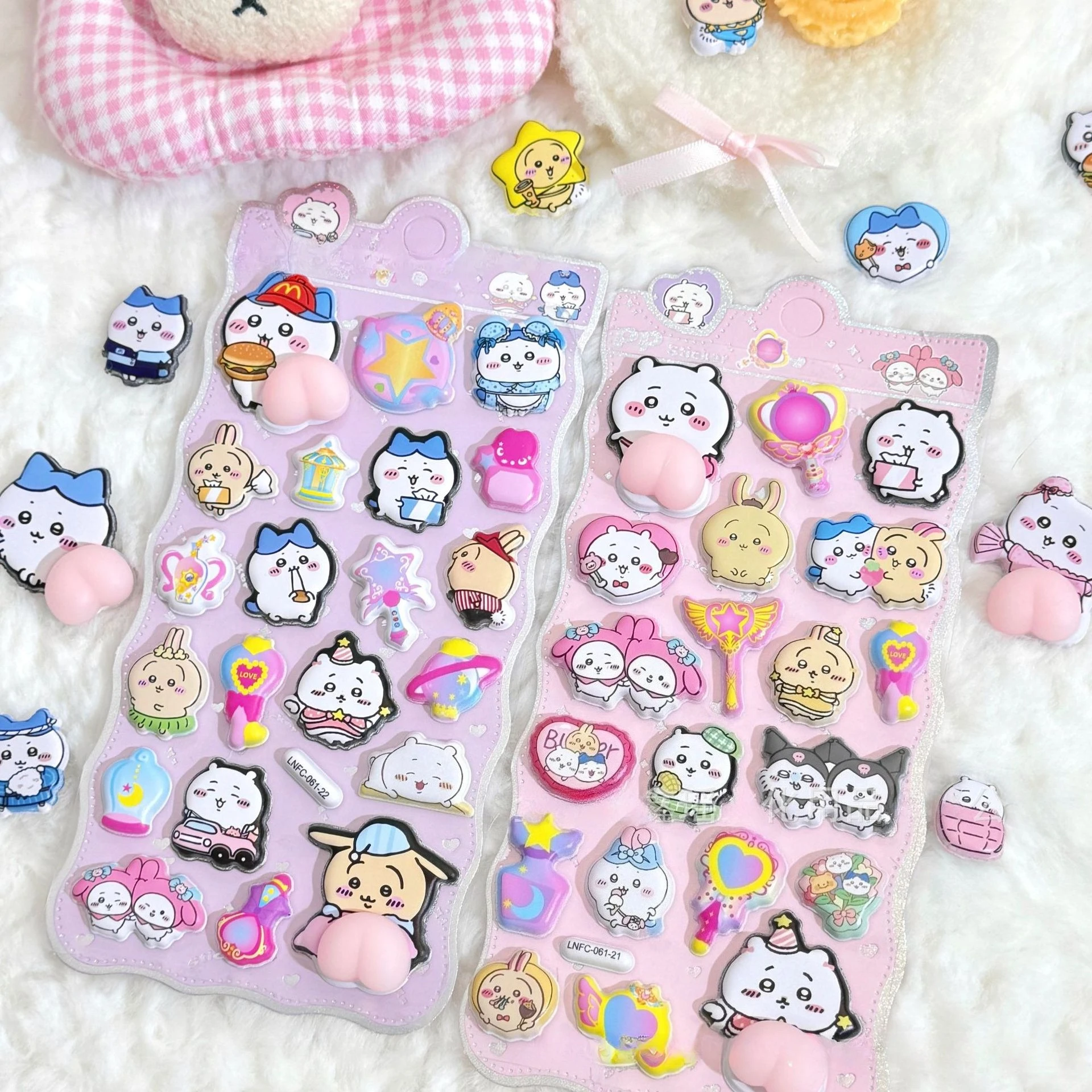 ちいかわ スクイーズ ストレス解消おもちゃ、子供用ステッカー＆装飾ステッカー、学生の文房具や日記用