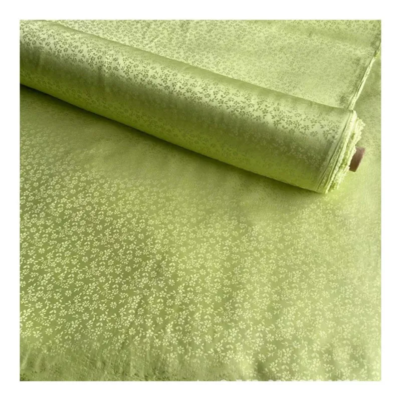 Summer new Small floral jacquard satin silk fabric shirt cheongsam and dress