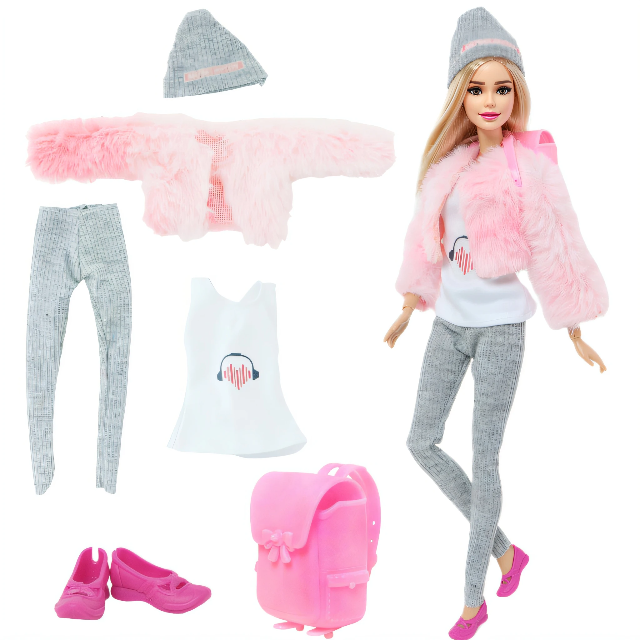 Fashion Doll Outfit Suit with Shoes Bag Girl Dress Tops Pants Coat Daily Wear Clothes for Barbie Doll Accessories Kids Toy Gift