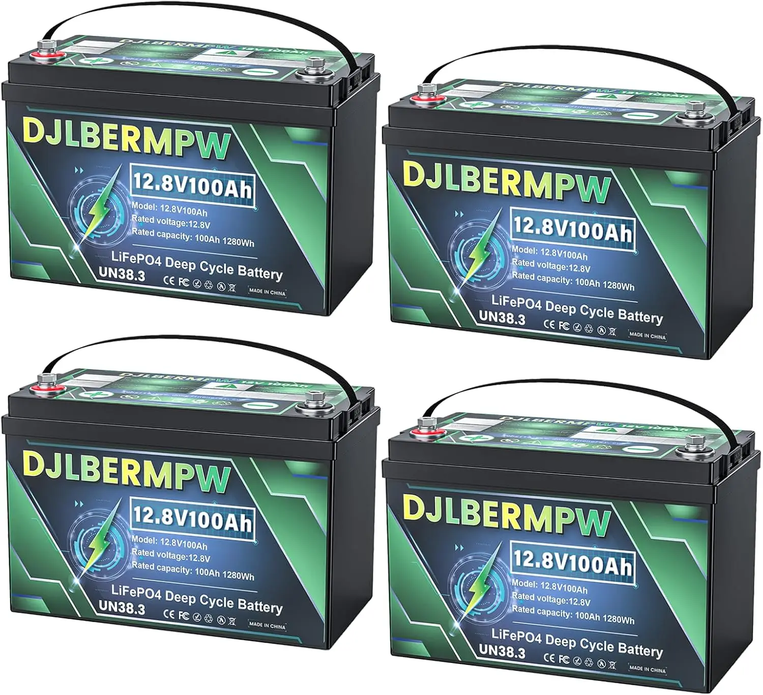 48V 100Ah LiFePO4 Lithium Battery,8000+ Deep Cycle Golf Cart Battery 48V, Built-in 100A BMS 5120W Power, 4 Pack 12V 100Ah in Ser