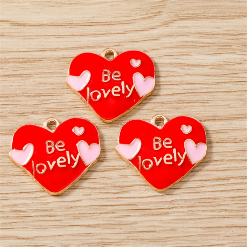 10 Stück süße Mix Valentinstag Charms Emaille Liebe Herz Brief Charms Anhänger passen Halsketten Ohrringe DIY Handwerk Schmuckherstellung – Detail 19
