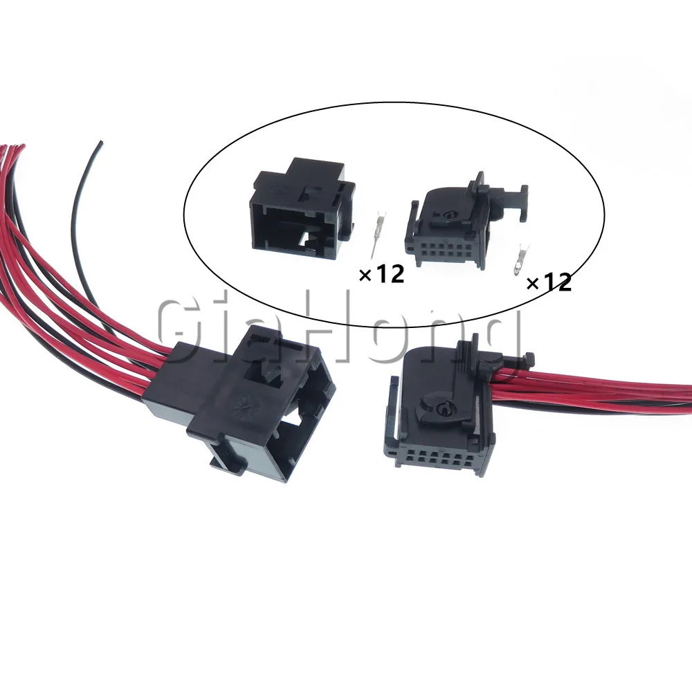 1 Set 12 Ways 1379096-3 AC Assembly Male Female Unsealed Plug 0.6 Series Car Power Amplifier Electric Wire Socket For VW Porsche