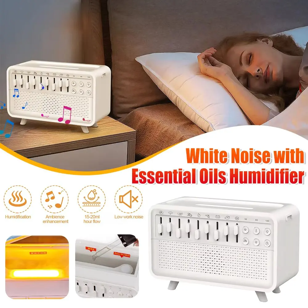 

Светодиодная машина для сна с 8 звуками природы, портативный BT-динамик, таймер, увлажнитель эфирных масел для спальни, гостиной, прикроватная тумбочка