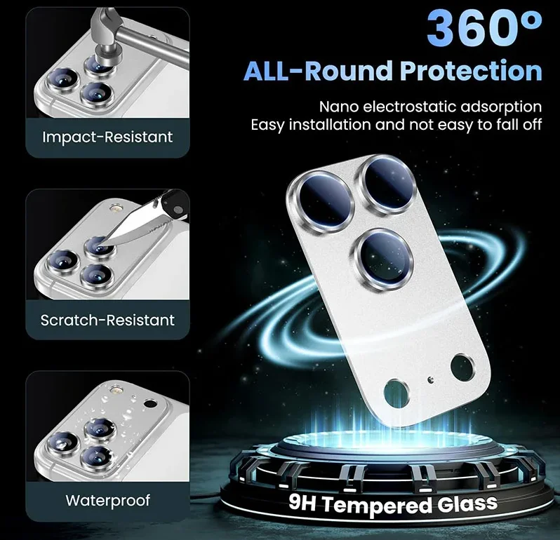 

Original Color For iPhone 17 ProMax/17Pro Integrated Camera Lens Protector Film Metal 9H+Tempered Glass Camera Screen Protective