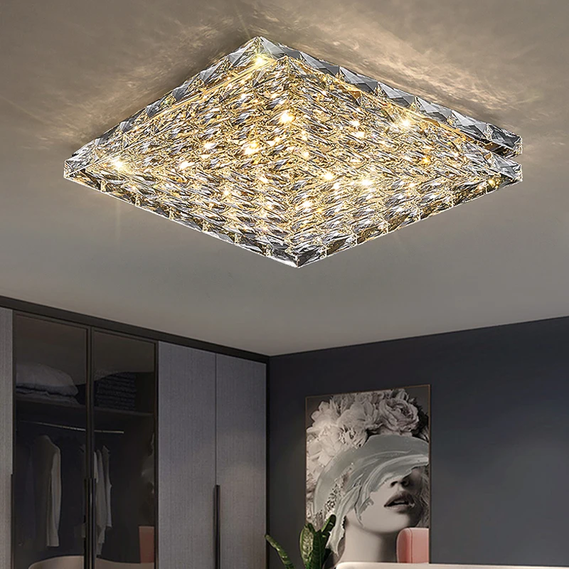 LED Ceiling Light Indoor Home Lighting Crystal Ceiling Lamp Bedroom Living Room Hallways Corridor Square Ceiling Lamp Fixture