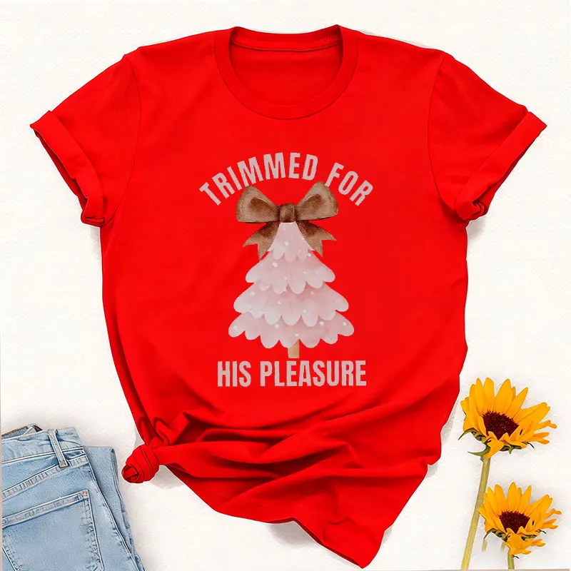 Funny Matching Christmas Couple T-Shirts Raunchy Xmas Tees Beard and Trimmed Black Santa Printed T-shirt Tops Fashion All-match