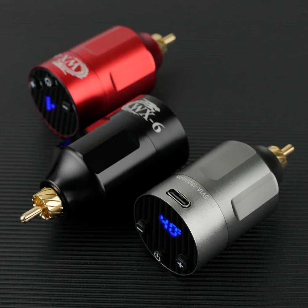 Il più nuovo WX-6 Wireless Tattoo Power RCA Socket 1300MA portatile batteria ricaricabile Tattoo Supply