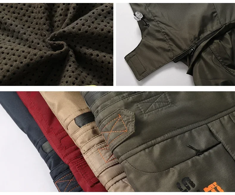 Chaqueta deportiva de carga para hombre, chaqueta con capucha desmontable, a prueba de viento, con cremallera, multibolsillos, para exteriores, otoño y primavera