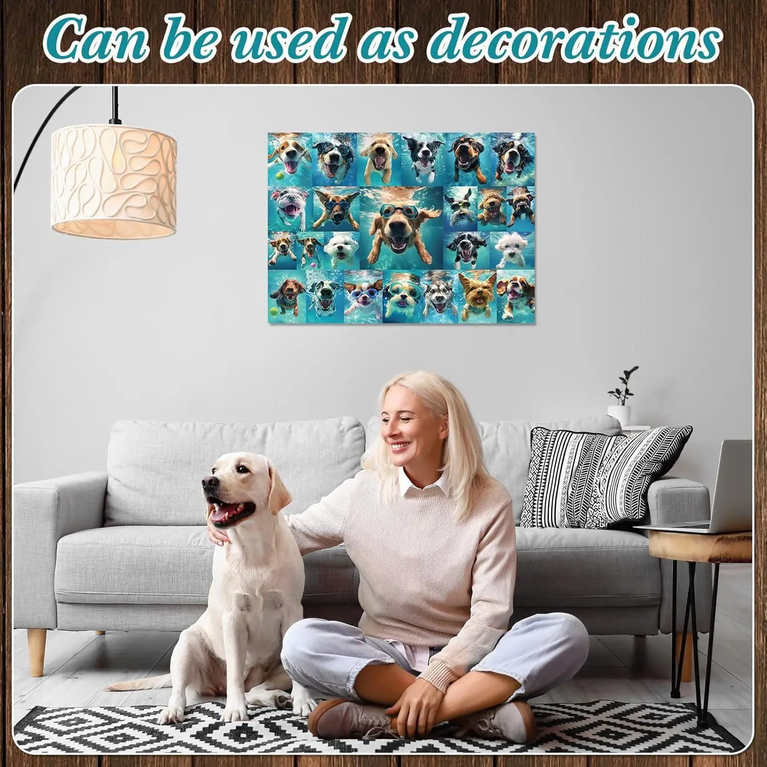 Underwater Dogs Jigsaw Puzzles 150/300/500/1000 Pieces for Adults Funny Cute Dogs Collage Puzzles for Adults Family Game