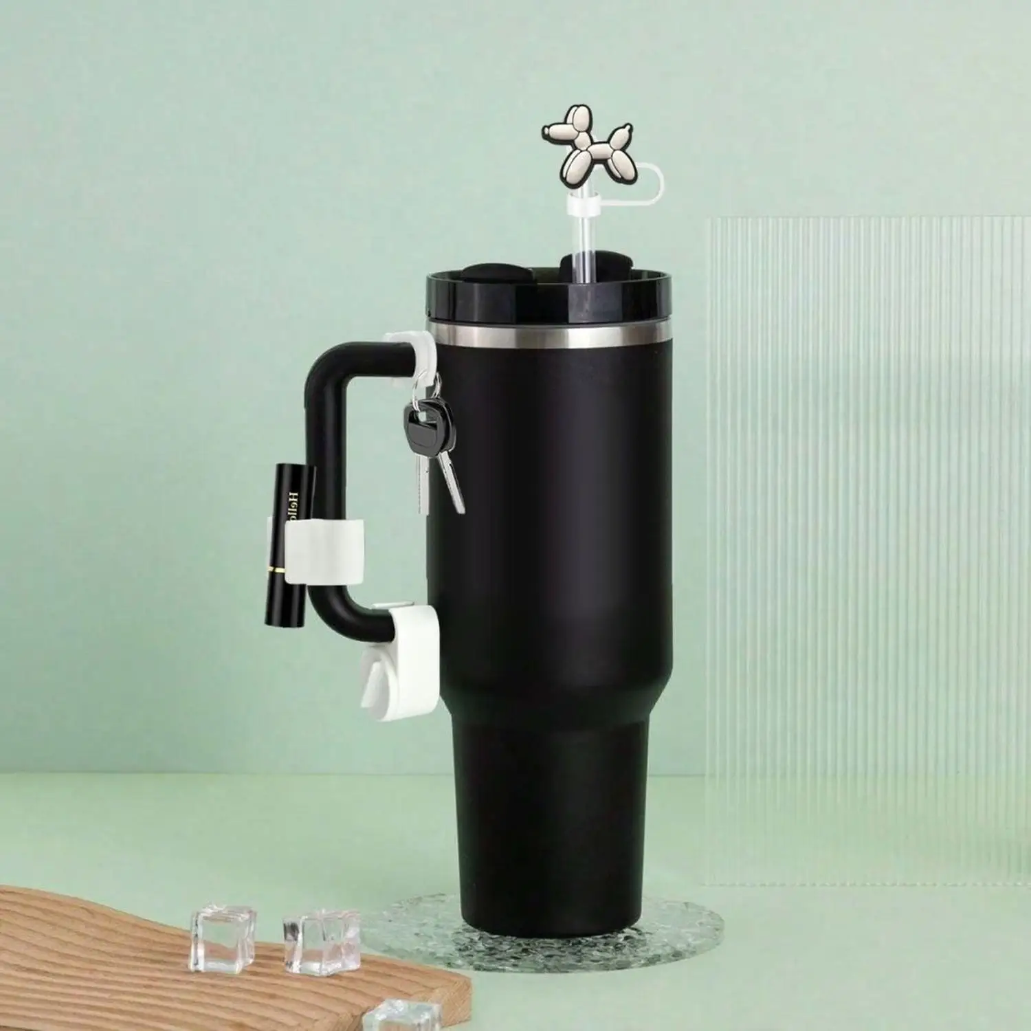 Balloon Puppy Series Cup Straw Toppers Minimalist Dust Plugs Hanging Ornaments for Decorative And Dust Prevention