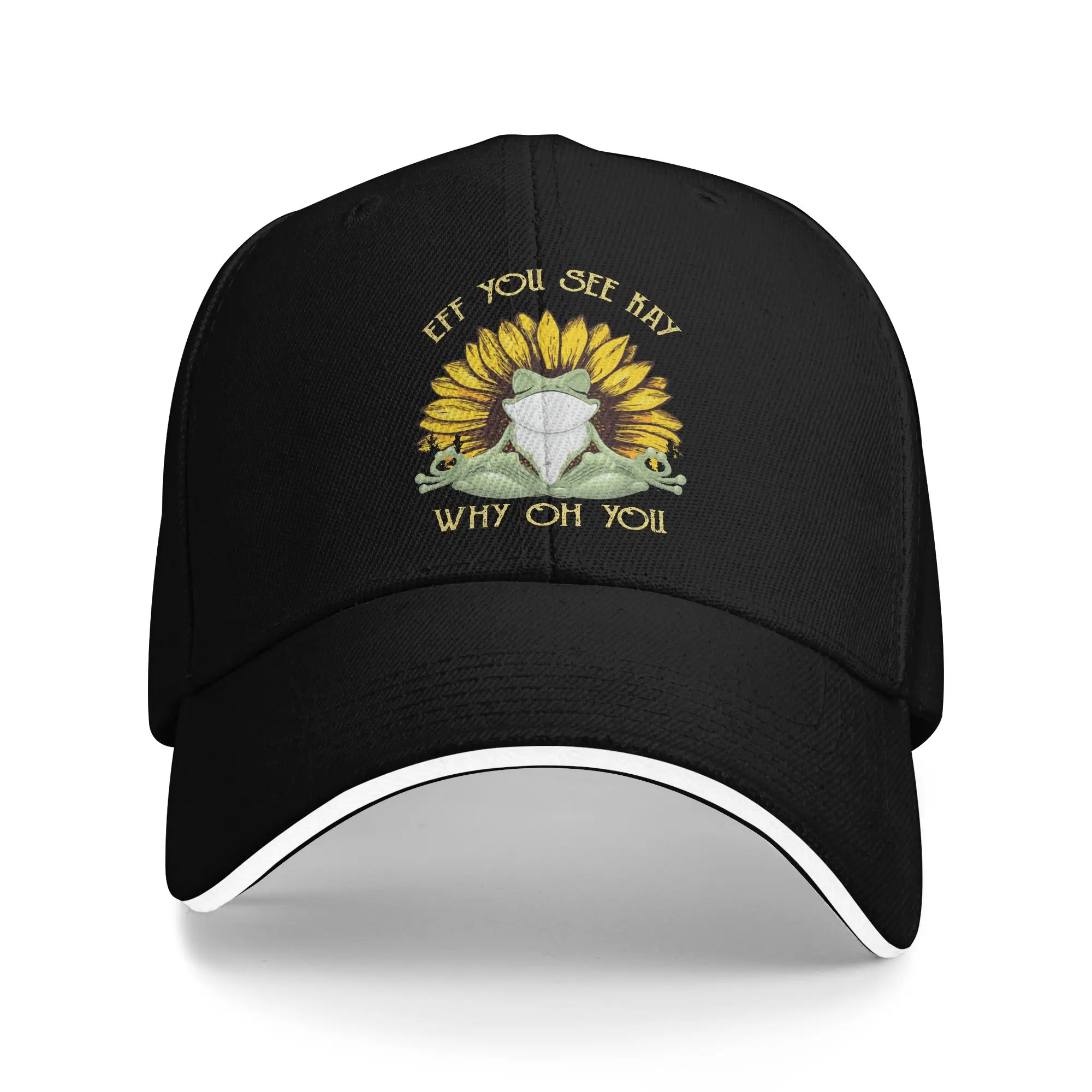 Eff You See Kay Why Oh You Funny Sunflower Frog Yoga Baseball Cap  Kpop Rock Sun-Proof Trucker Hat Unisex Men Baseball Caps