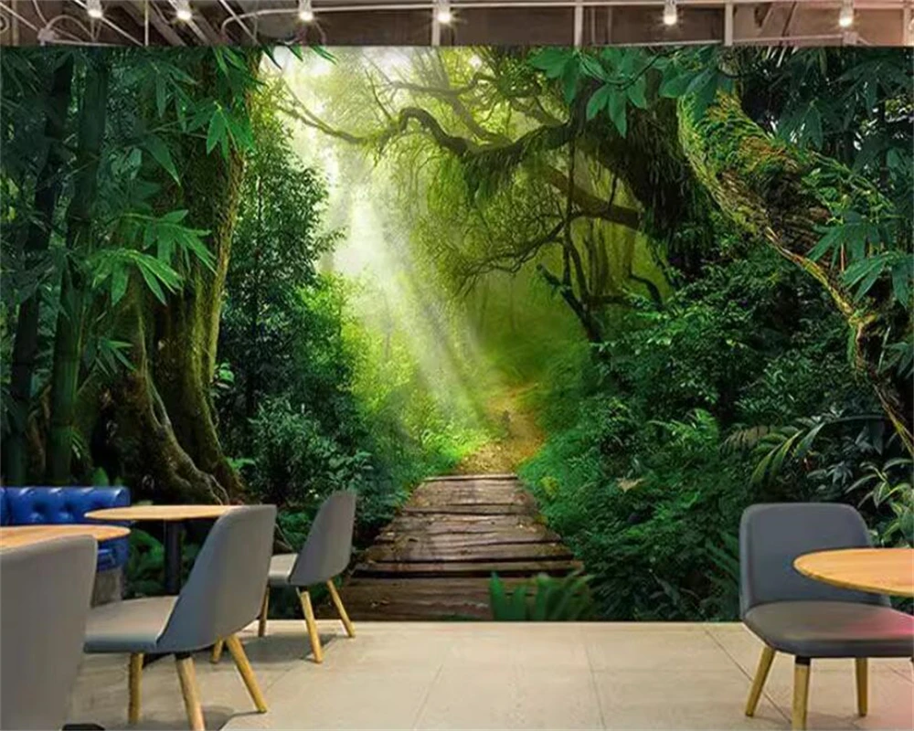 

beibehang papel de parede Customized Modern Nature Theme Forest 3D Extended Space Bedroom Landscape New Wallpaper