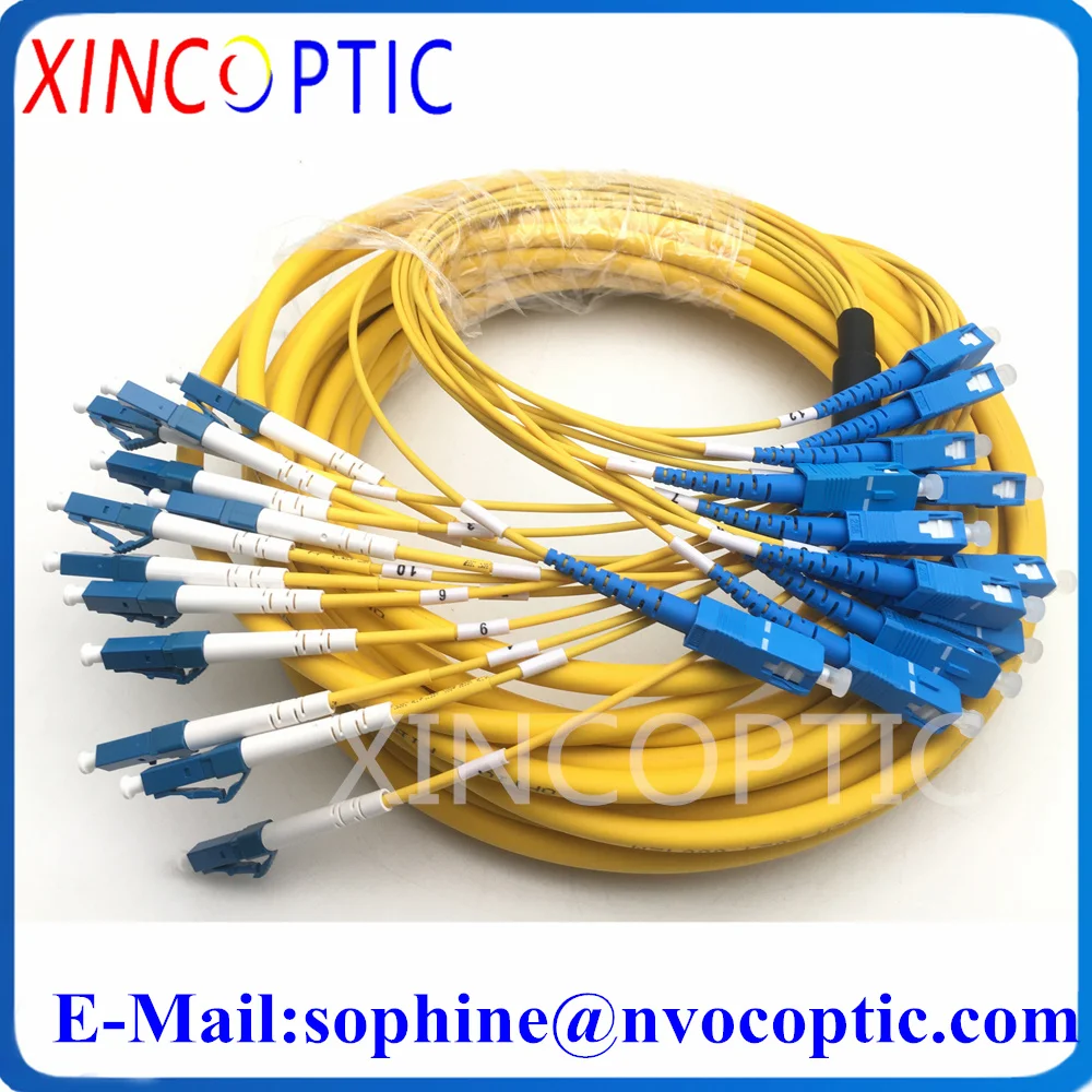 

SM,12Core,SMF,30cm 2.0mm from Black Plug to LC/SC Connector,5/10/15/20M,PVC Yellow,LC/SCUPC Bundled Fiber Optic Patch Cord Cable