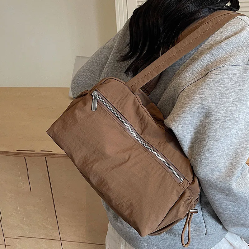 

Однотонная простая сумка на плечо для студентов, легкая сумка для подмышек, унисекс, портативные сумки большой вместимости