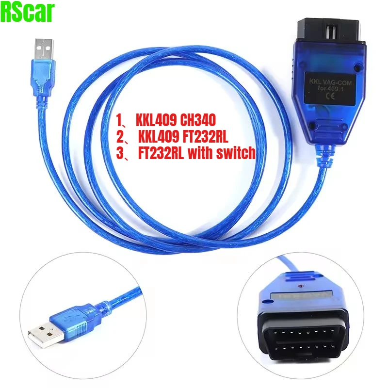 

NEWVAG KKL 409.1 с CH340T OBD 2 OBD2 Автомобильный интерфейсный кабель 409 1 для VW/Audi/Skoda/Seat, диагностический инструмент для автосканера