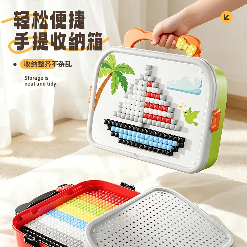 three-dimensional-3d-mushroom-nails-cross-border-children's-diy-puzzle-storage-box-insert-music-educational-puzzle-toy