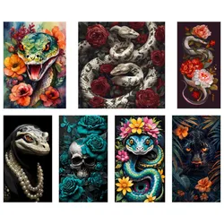 25cm Fashion Painting DTF Stickers Animal Snake Heat Transfer T-shirt Patch Stickers Ironing Printing Washable DIY Clothes & Bag