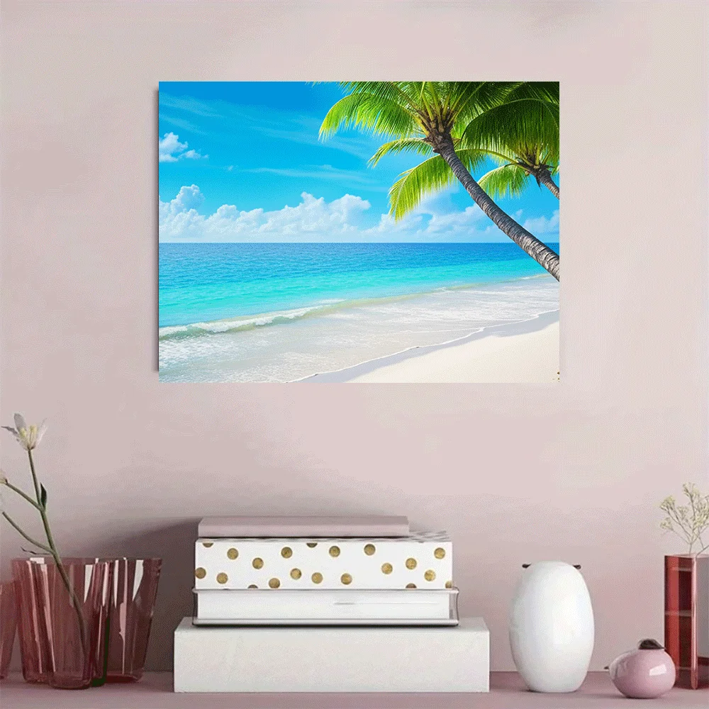 1PC-Unframed Canvas poster wall decoration Tropical Beach, Ocean Paradise Sunset, Island Nature Vacation Landscape