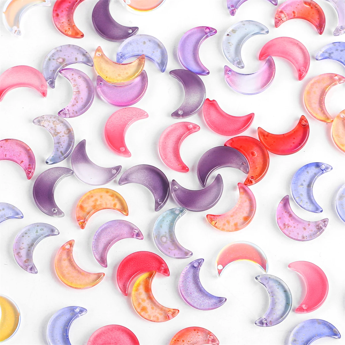 

10/20pcs Moon beading Rainbow Crystal Glass Beads Foil Charm beads for Necklace Bracelet Earring Handmade DIY Jewelry Making