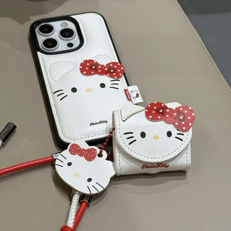 لطيف الكرتون سانريو مرحبا كيتي حقيبة جلدية حقيبة سماعة الاذن ل AirPods 1 2 3 4 برو 2021 سماعة لاسلكية تعمل بالبلوتوث سماعة سماعة حقيبة