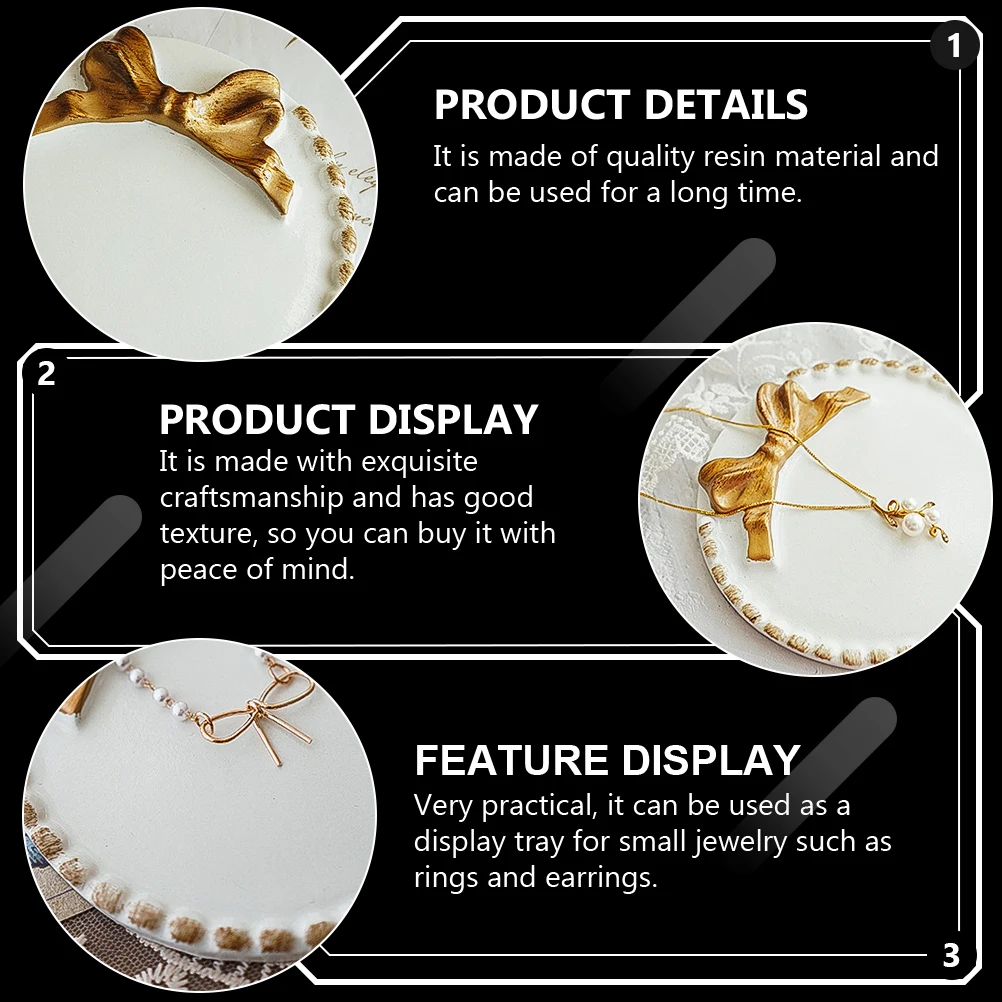 

Vintage Resin Jewelry Display Tray Earring Storage Desktop Ornament Photography Prop Durable Smooth Surface Gift for Valentine