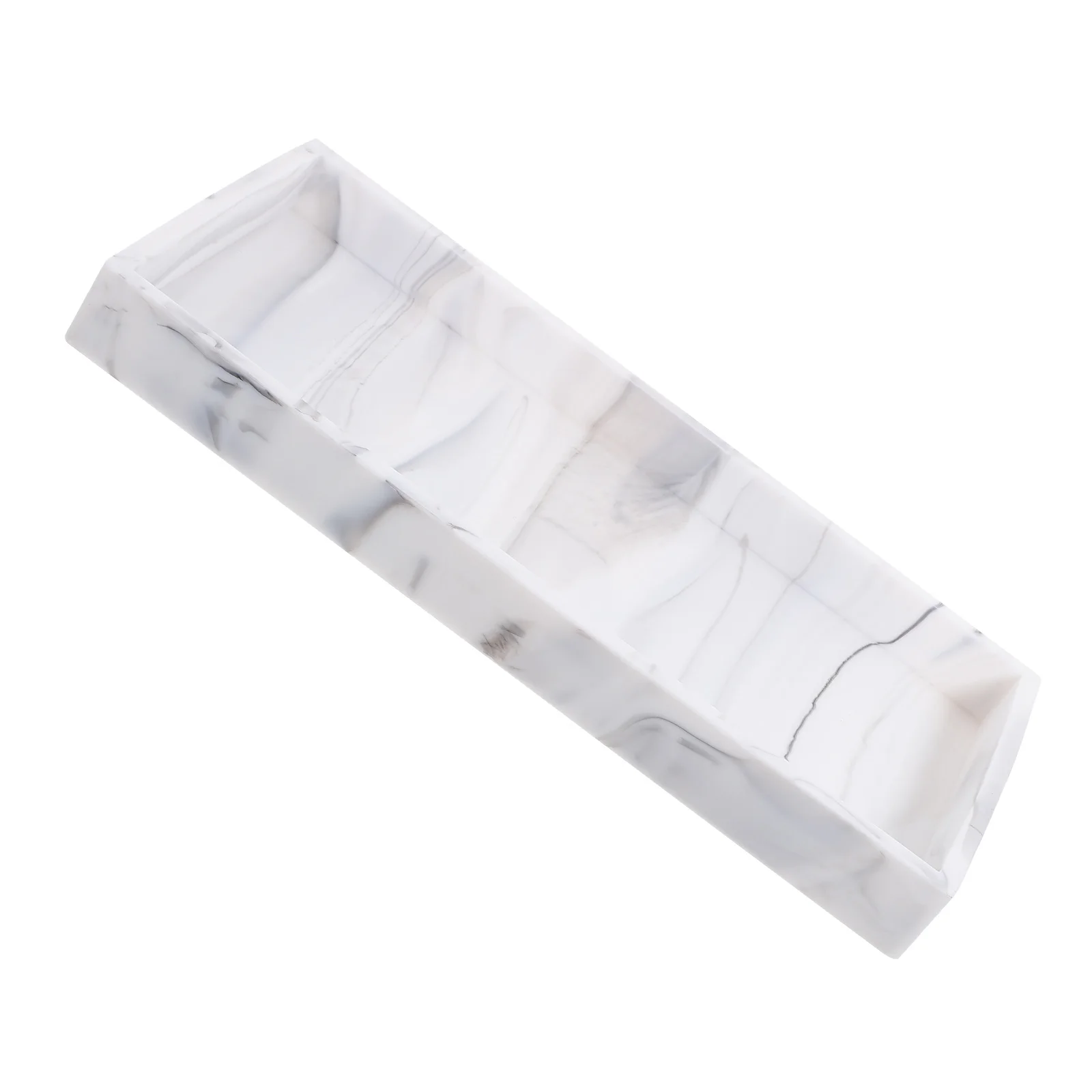 

Silicone Tray Small White Marble Bathroom Vanity Storage Plate Rectangular Water Resistant Jewelry Holder Desk Organizer
