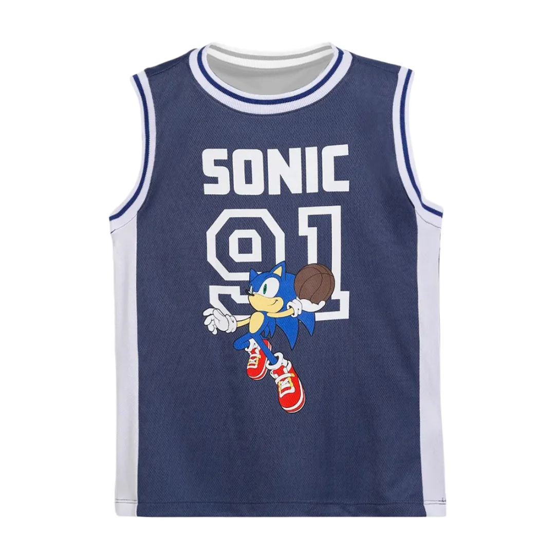 Hot Toys Sonic The Hedgehog Basketball Jersey #91 Anime Adults Kids Athleisure Vest Family Summer Breathable Quick Dry Tank Top