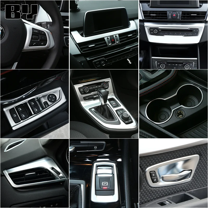 For BMW 2 Series F45 F46 2015-2018 ABS Silver Car Interior Trim Sticker Dashboard Console Gear Shift Panel Cover Car Accessories