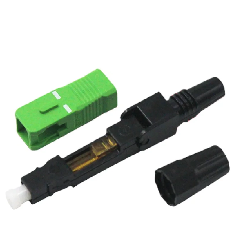 10Pcs Sc/Apc Fiber Optic Connector Embedded Single Mode Component Fiber Optic Quick Connector-Black + Green