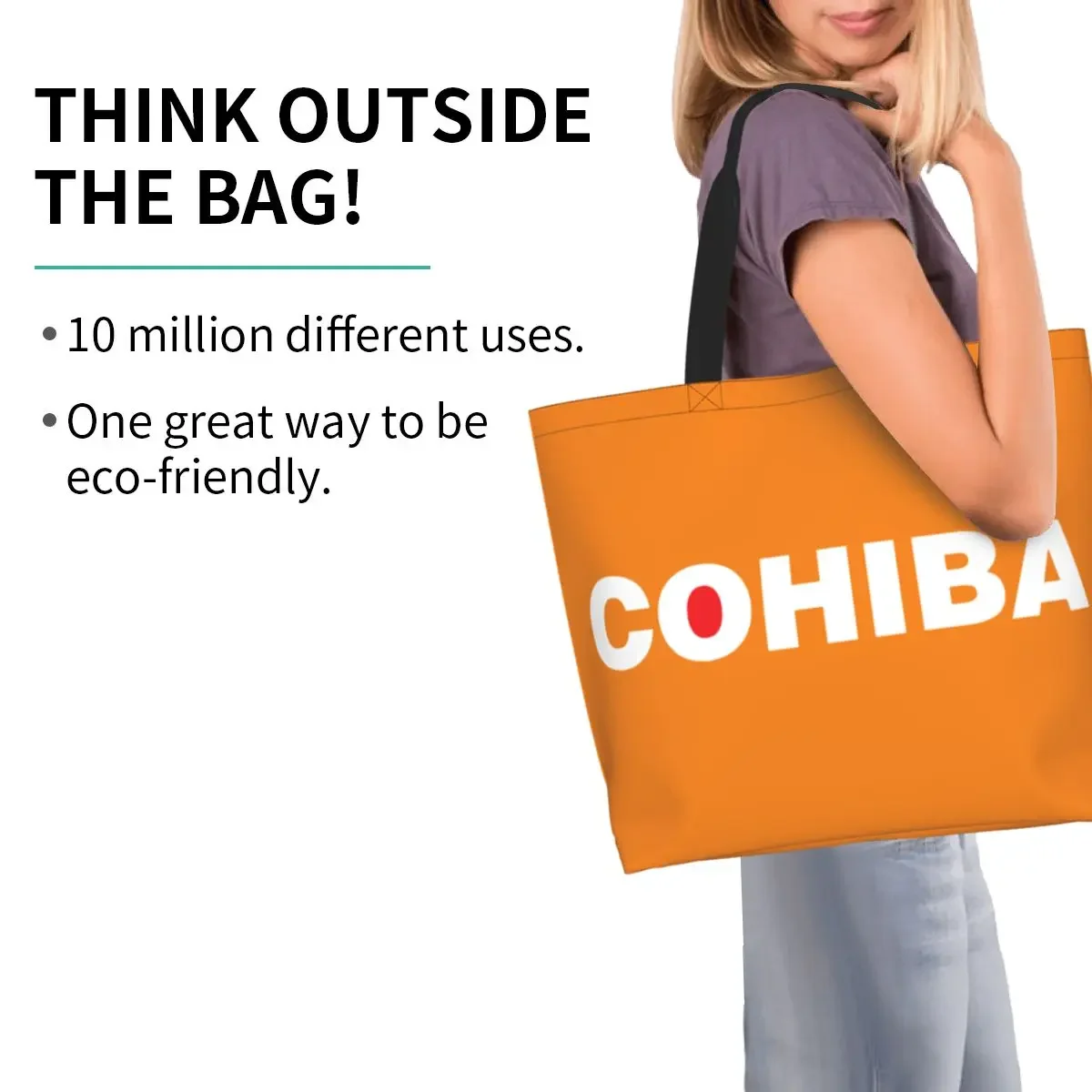 Custom Cohiba Cigars Canvas Shopping Bags Women Reusable Large Capacity Groceries Tote Shopper Bags