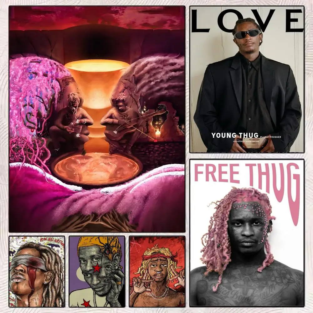 

Hip Hop Rapper Y-Young Thug Poster HD Art Mural Wallart Poster Waterproof Vintage Print Decor for Home Decoration DIY Durable