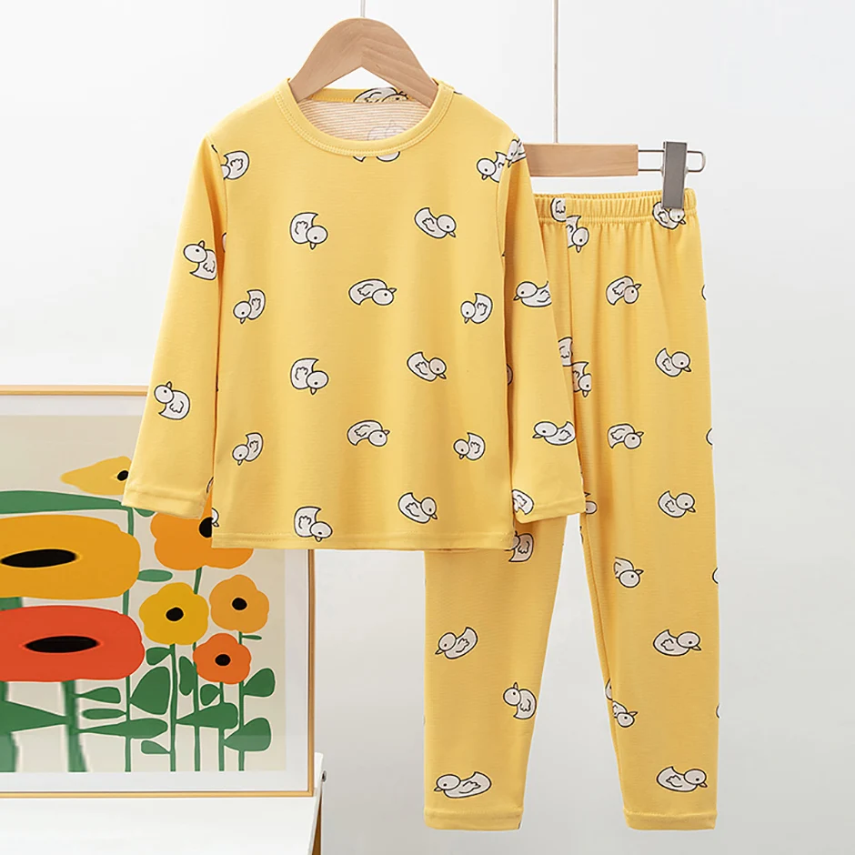 2-teiliges Kinder-Set, Jungen/Mädchen, gleicher Stil, Herbst/Winter, warm, schweißabsorbierend, bedruckt, mehrfarbig, modische Pyjamas – Detail 16