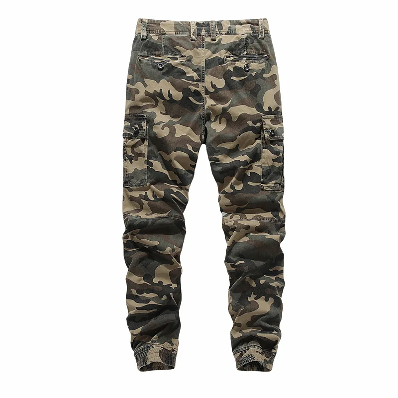 Fashion Cargo Pants Men High Street Cotton Jogger Pants Ankle Banded Casual Trousers Men\'s Pants Camouflage Black MY031