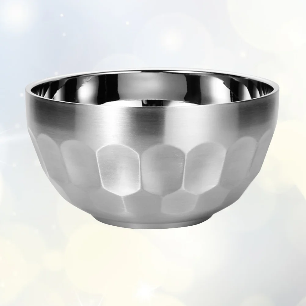 

Stainless Steel Tableware 304 Double Layer Insulated Thickened Food Bowl For Soup Salad Rice Snacks Silver 11.4Cm