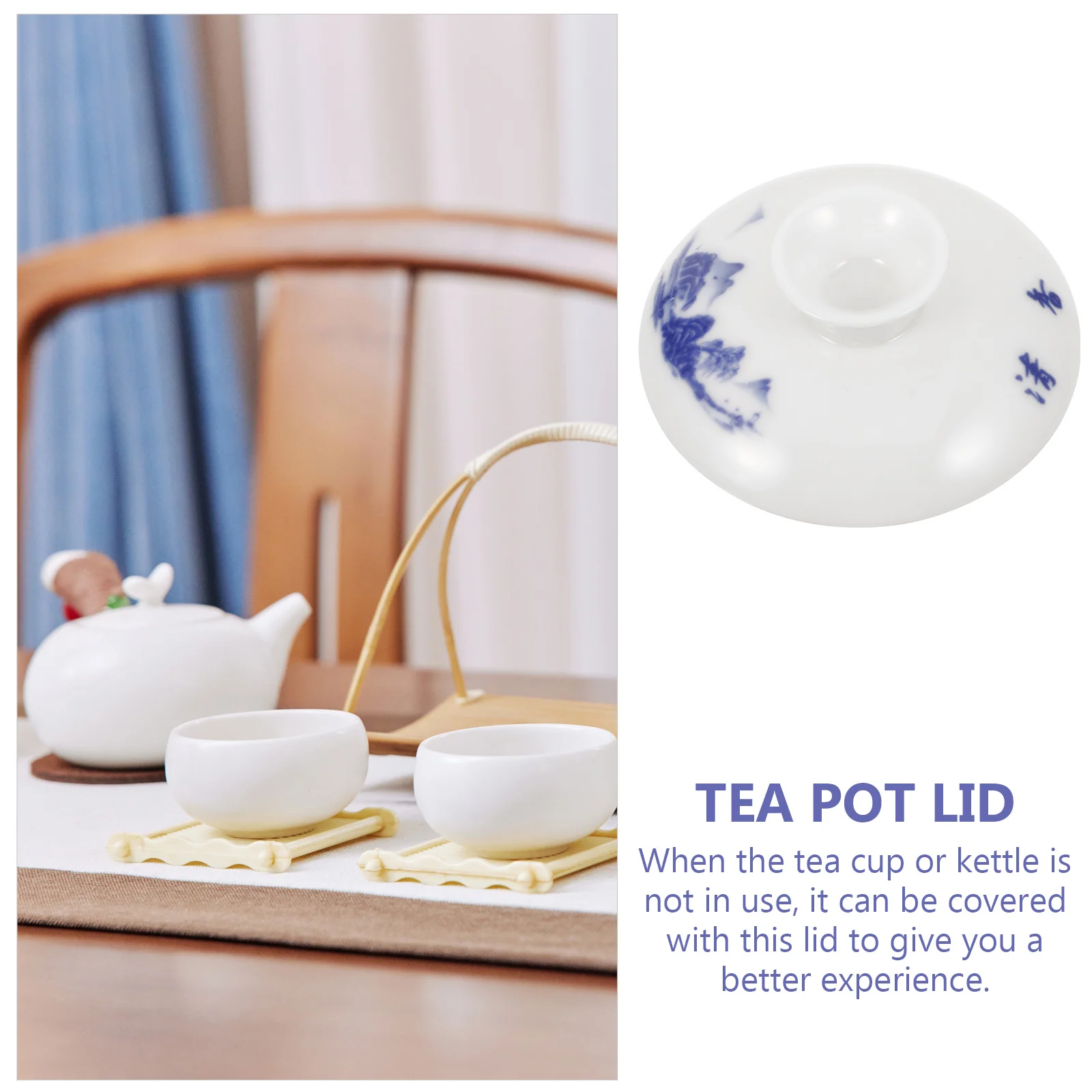

Ceramic Tea Cup Lid Accessory Replacement for Teapot Kettle Cover Round Edge Safe Design Decorative Household Tea Ware Part