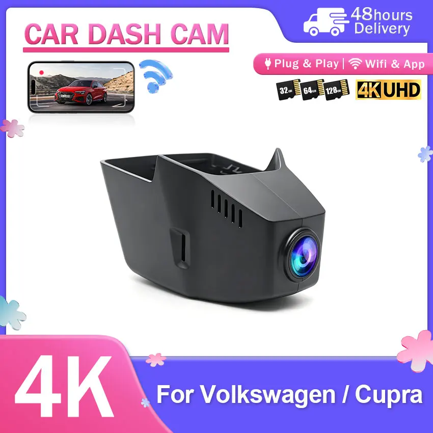 4K 2160P WIFI Car DVR Camera For Volkswagen VW Arteon 2017-2025 / Cupra Formentor 2021-2025  Plug and Play Dash Cam