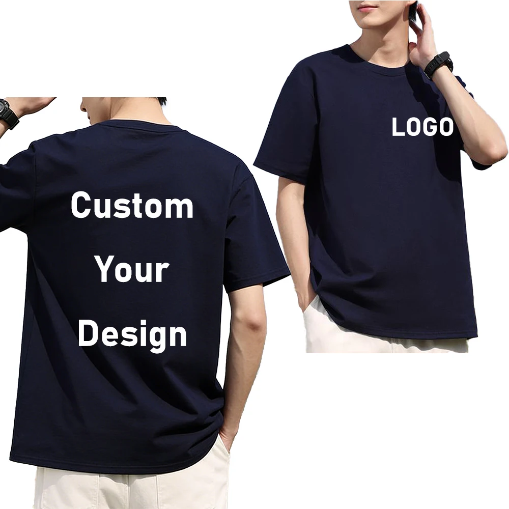 

Custom Your Own Design Mens T-shirts 100% Cotton 230 GSM Solid Short Sleeve Oversize Unisex Personalized Printed Logo Photo Text
