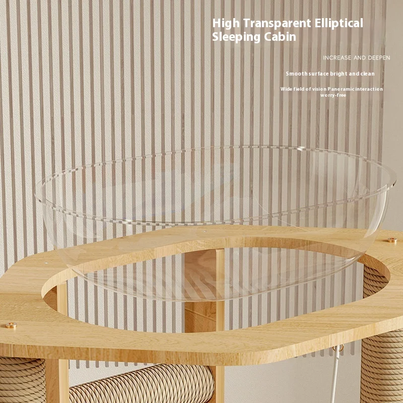 

Solid Wood Turntable Cat Climbing Rack Modern Space Capsule Integrated Cat Nest Self-Relief Cat Grab Column Ball Pet Supplies