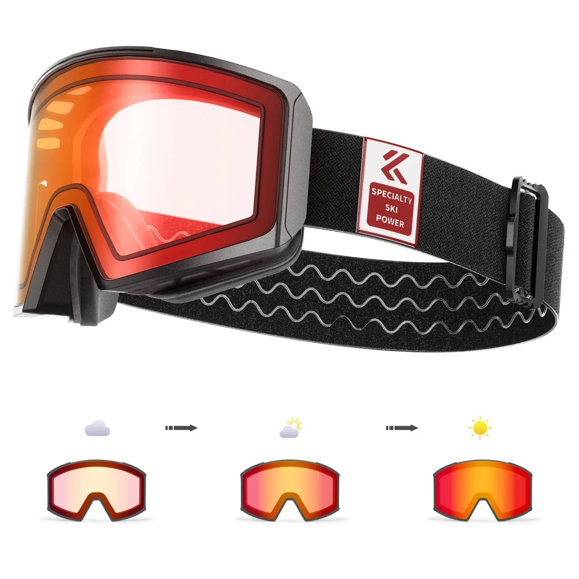 Kapvoe Photochromic Snow Goggle Ski Sunglasses Snowboard Anti-Fog Mask for Men Women Eyewear Kit UV400 Glasses Snowmobile Winter