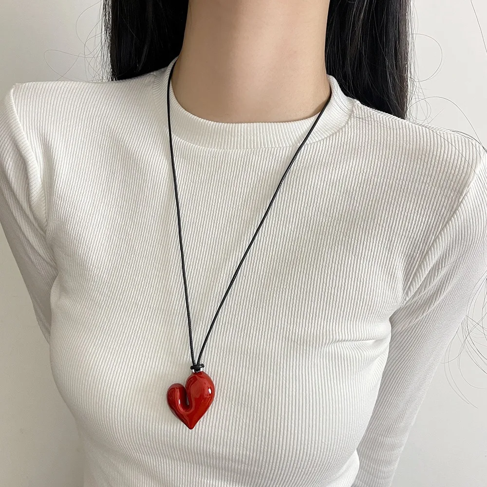 Moda ajustável irregular coração pingente colar originalidade elegante colar uso diário menina camisola acessórios