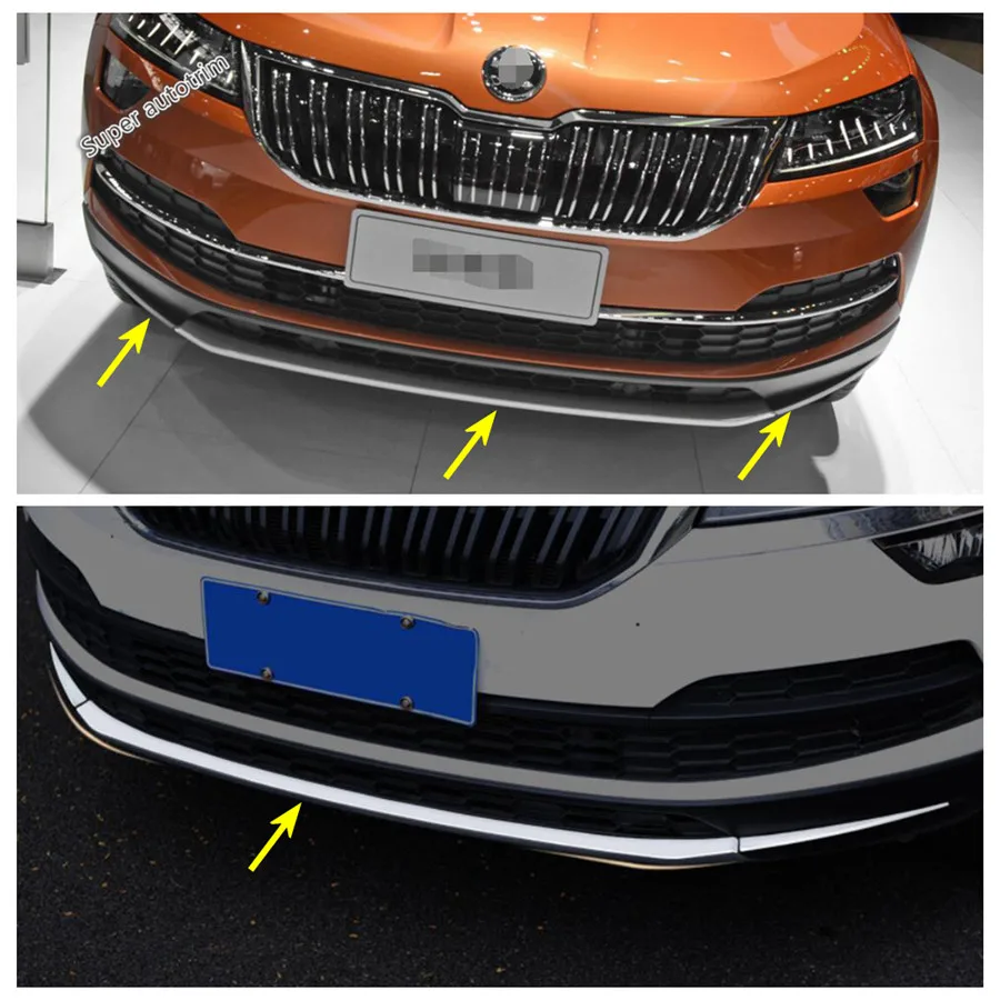 Front Bumper Splitter Sill Stripes Cover Protective Lips Trim Car Exterior Accessories 3PCS Fit For Skoda Karoq 2018 - 2020