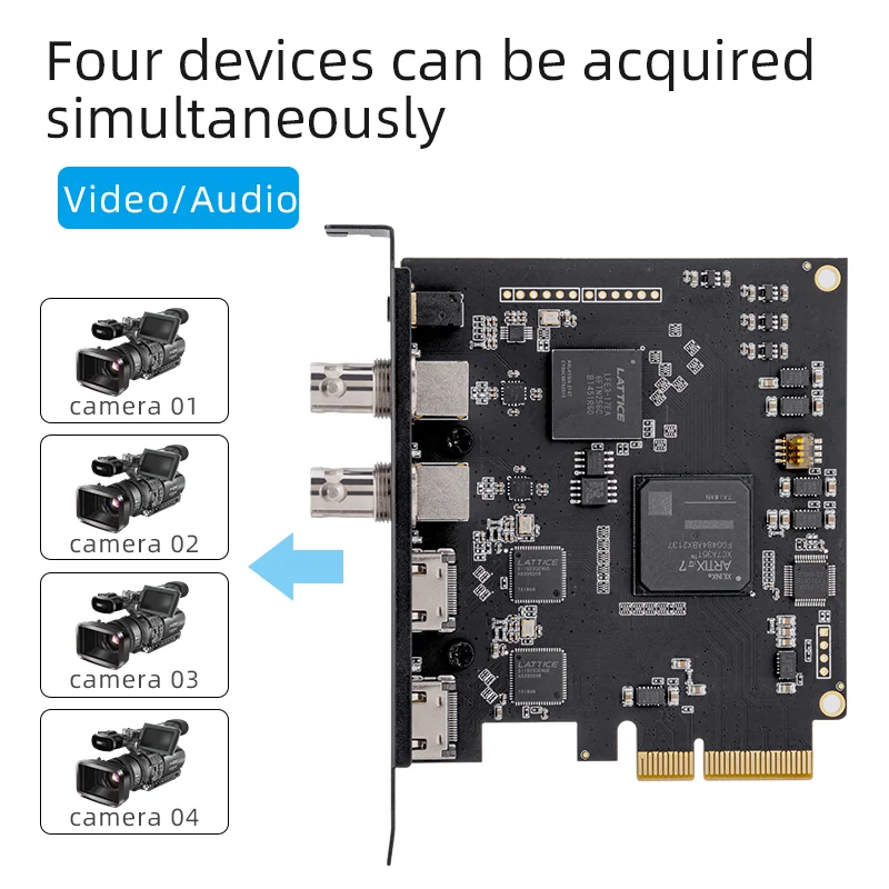 4 Channel 1080p OBS Vmix Wirecast Streaming 4 Channel 60fps Quad HDMI SDI Broadcast PCI Express HD Video Capture Card