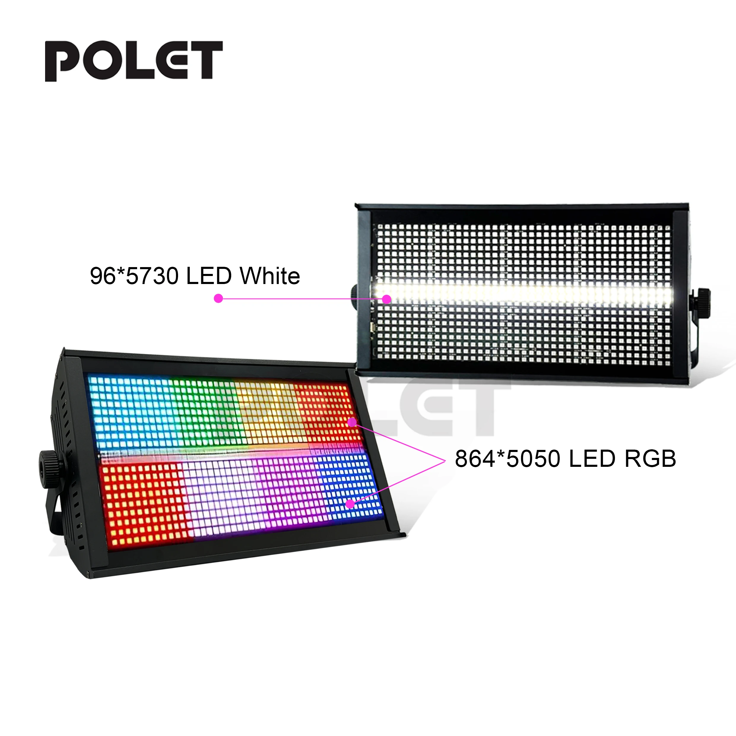 POLET 200W LEDRGBW 4in1 8+8 Partition Strobe Light White 8000K DMX512  Bright Dj Wash Wedding Bar Strobe Stage Lighting Effects