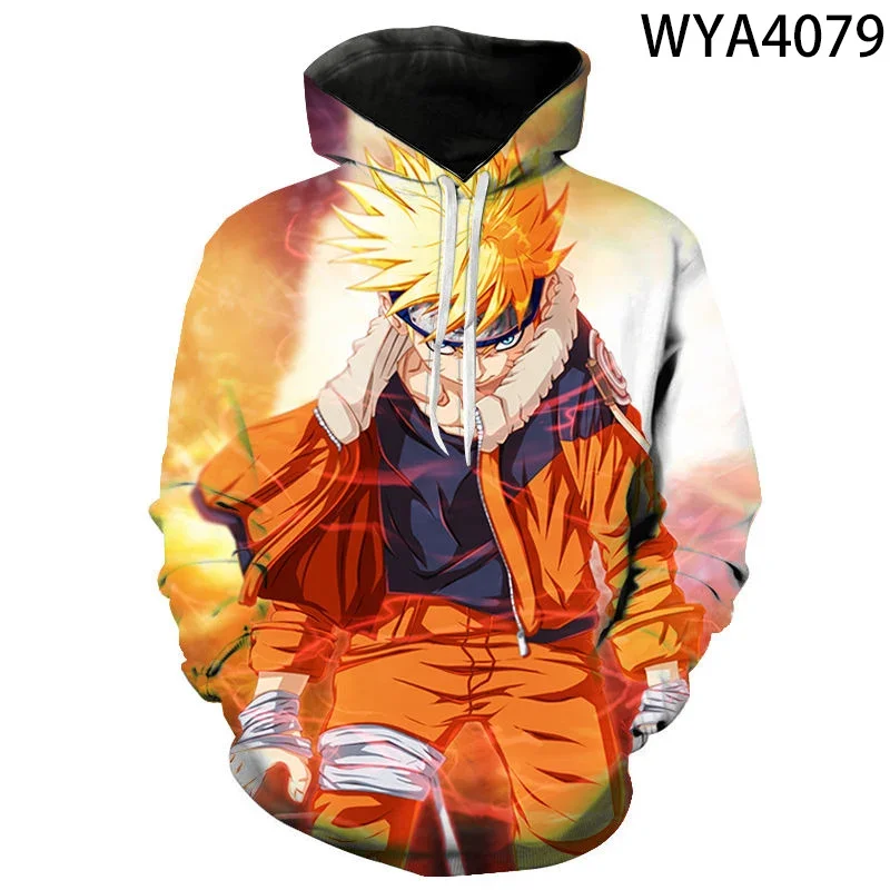 Hoodie Uzumaki Naruto pria anak laki-laki perempuan, Hoodie Anime bercetak 3D, Hoodie ukuran besar, pakaian pria MINISO