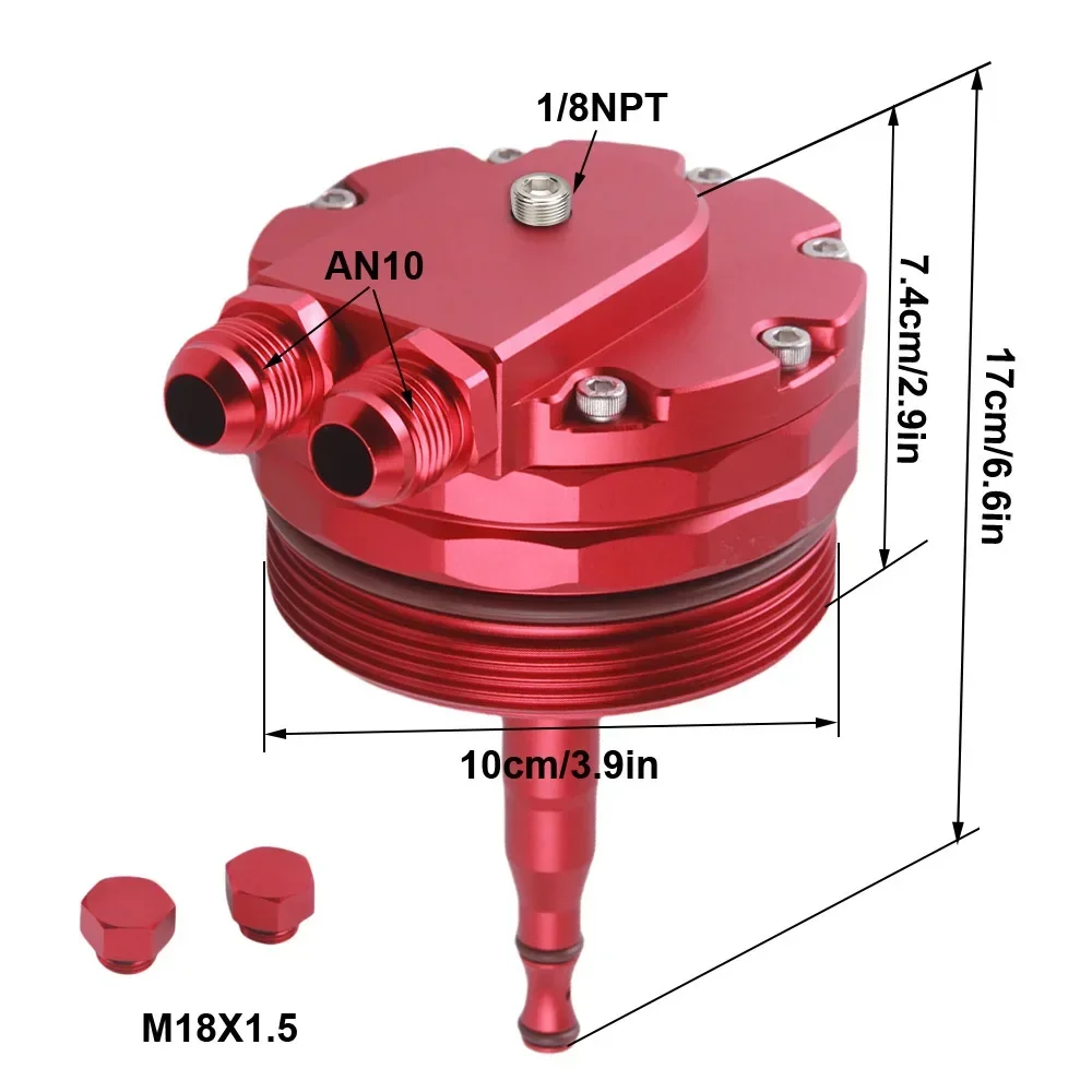 Oil cooler Filter Lid Cover Cap AN10 Fittings & 2 Sensor Ports For BMW M52 M54 M56 E46 E39 E60 E61 X3X5 Z3Z4 328i 325i 525i 530i