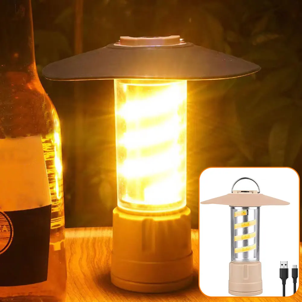 Kampeerlamp Draagbare Outdoor Sfeer Verlichting Ultralichte Tent Lantaarn Lange Levensduur 5 Lichtmodi Usb Oplaadbare Hanglamp