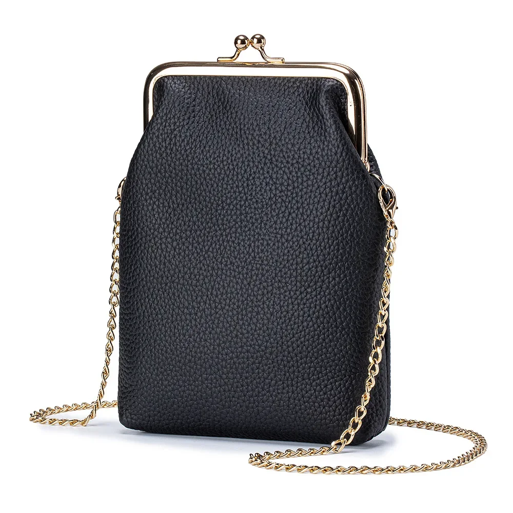 

Small Leather Chain Bag Women‘s Crossbody Purse genuine leather Mobile Phone Bag Simple Cowhide Phone Sling bolsas de mujer