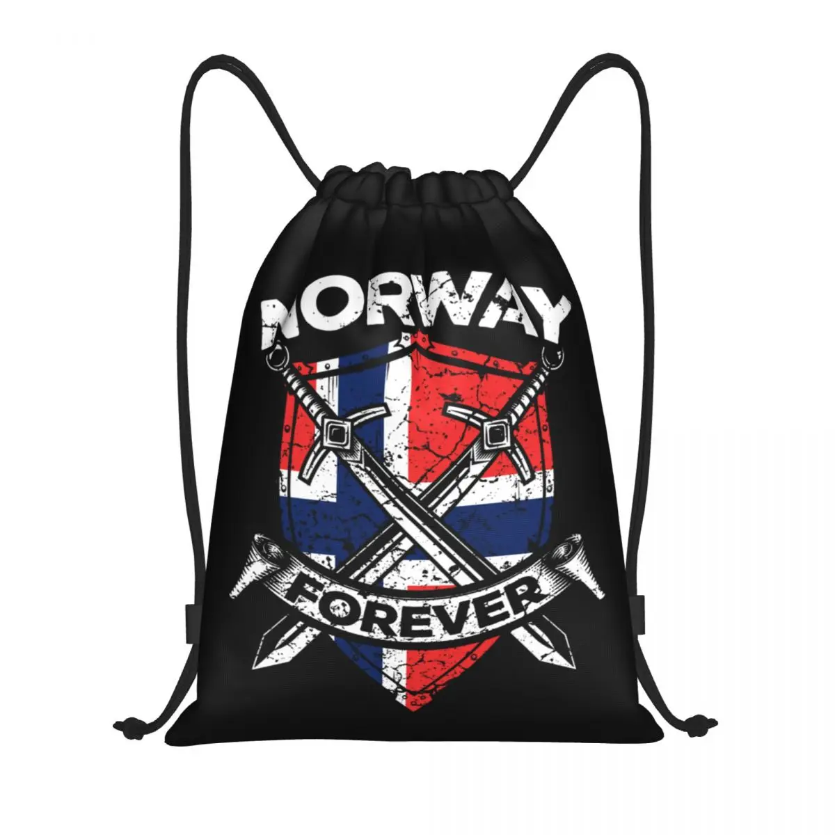 Custom Norway Flag Drawstring Bags for Training Yoga Backpacks Men Women Norwegian Flag Sports Gym Sackpack